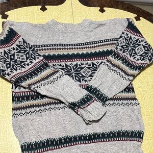 Vintage Men's Crewneck Sweater - Gray Patterned